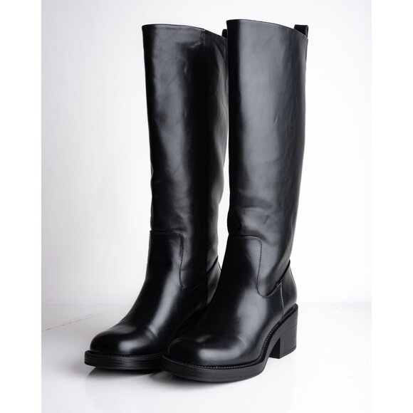 Zara Shoes - Zara Womens Faux Leather Knee High Riding Boots Black US 8 EU 39 3013/410 NWOB